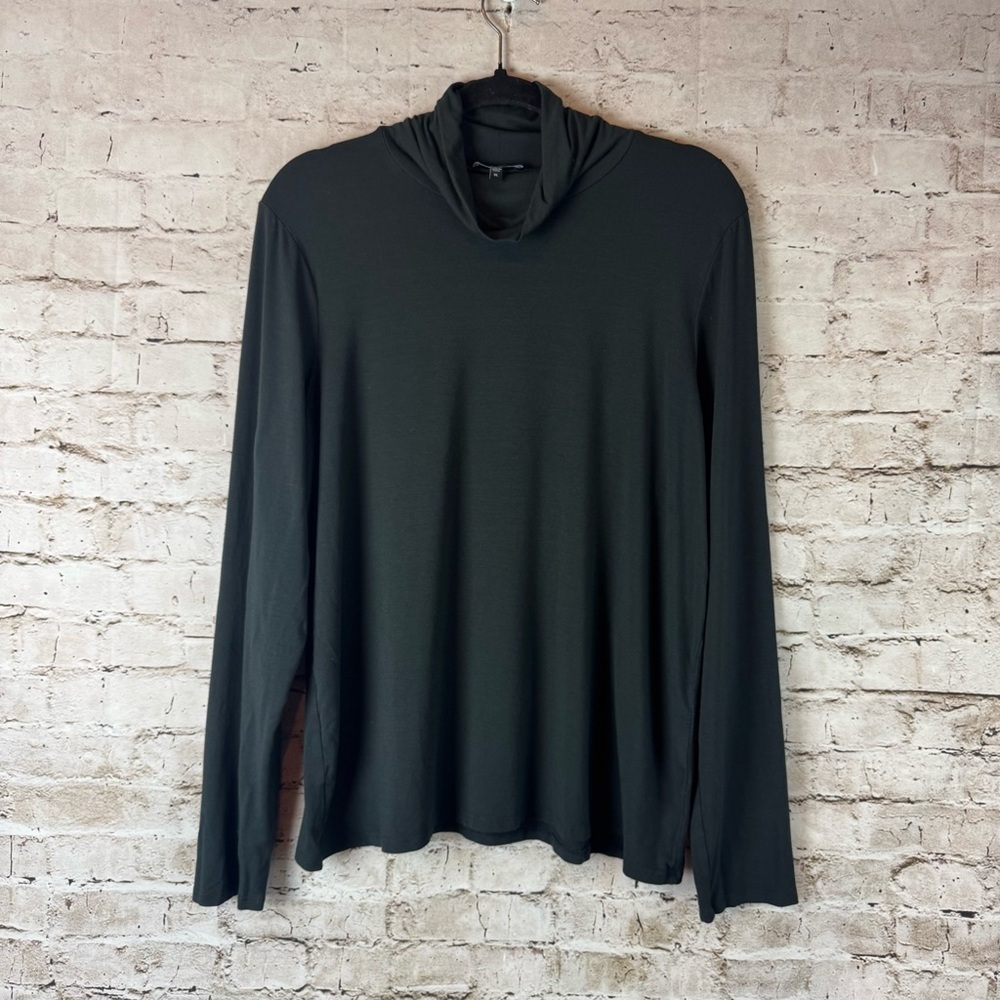 Eileen Fisher Womens XL Black Long Sleeve Turtleneck Top Rayon Lycra Casual